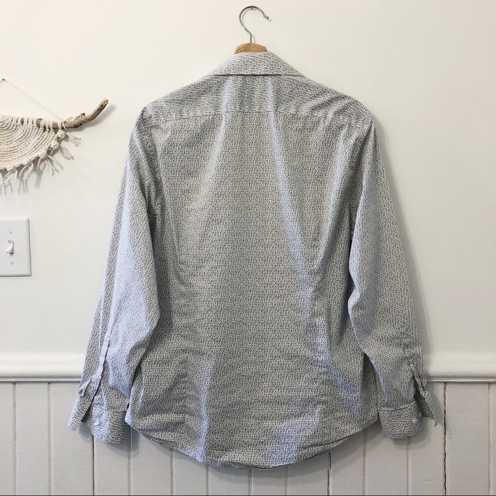Calvin Klein White & Grey Burton Down Dress Shirt - Picture 2 of 4